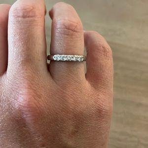 Size 6, platinum wedding band with diamonds